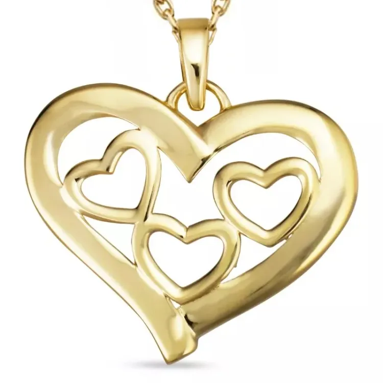 hjerte halskæde i forgyldt sølv med vedhæng i 8 karat guld - Gold Collection