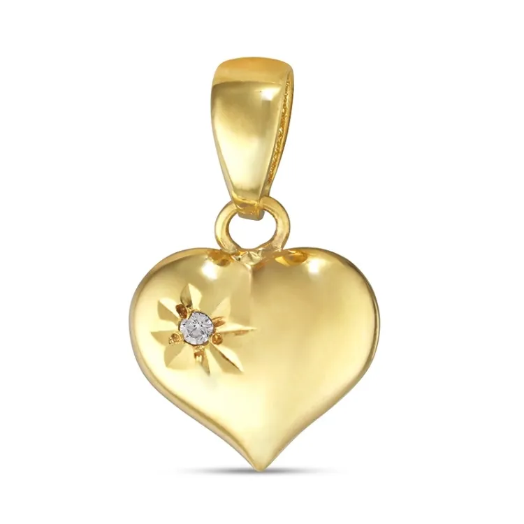 hjerte zirkon vedhæng i 9 karat guld - Amoré
