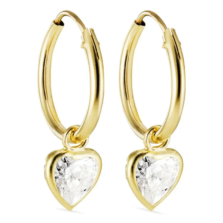 12 mm hjerte creoler i 9 karat guld - Gold Collection