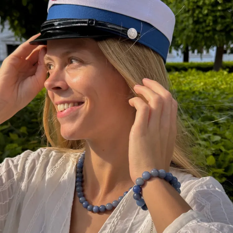 blå aventurin armbånd i forgyldt stål - AURA