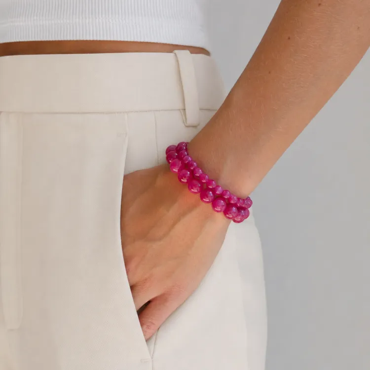 Pink turmalin armbånd i forgyldt stål - AURA