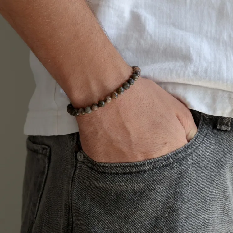 blå labradorit armbånd i nylon med justerbar snor