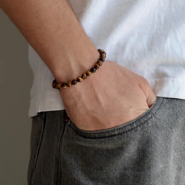 tigerøje armbånd i nylon med justerbar snor