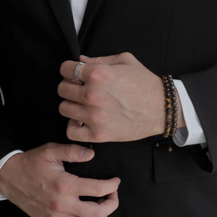 tigerøje armbånd i nylon med justerbar snor