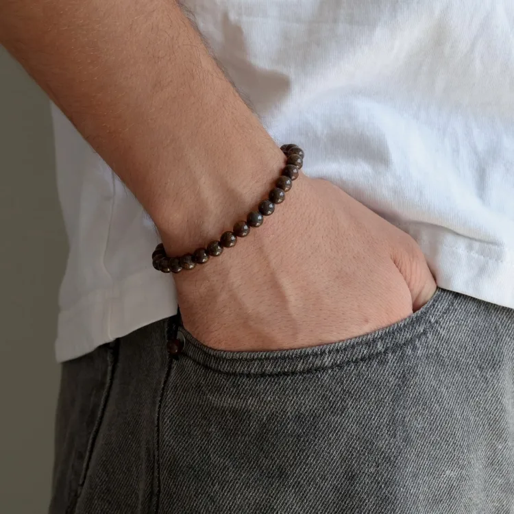 bronzit armbånd i nylon med justerbar snor