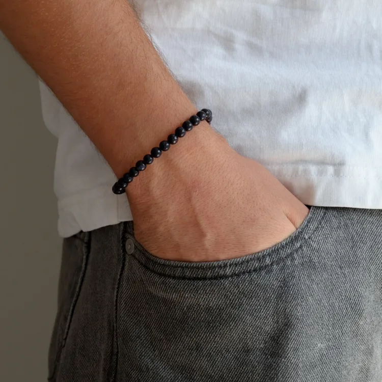 blå goldstone armbånd i nylon med justerbar snor
