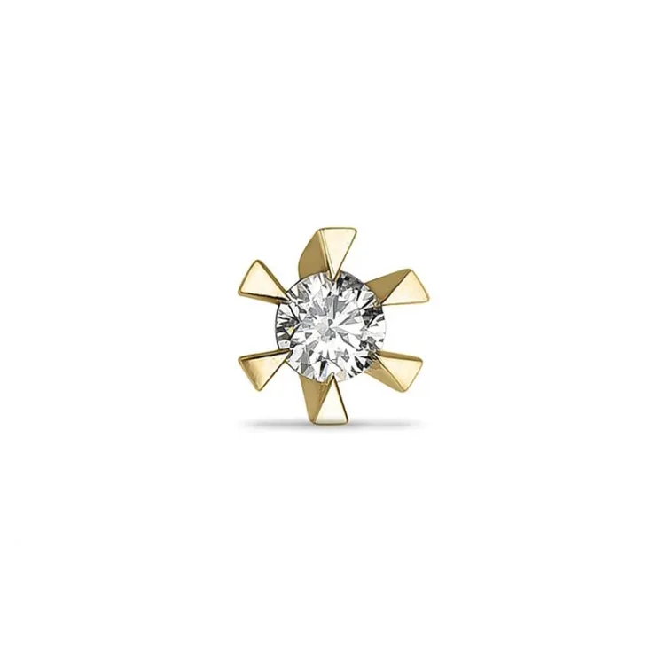 1 x 0,05 ct solitaireørestik i 14 karat guld med diamant