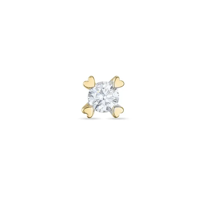 1 x 0,08 ct diamant solitaireørestik i 14 karat guld med diamant 