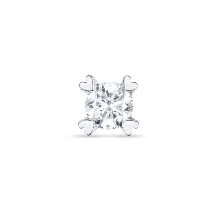 1 x 0,16 ct diamant solitaireørestik i 14 karat hvidguld med diamant
