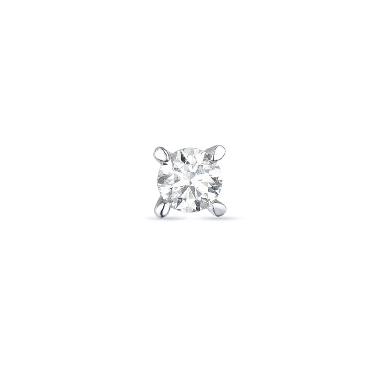 1 x 0,11 ct diamant solitaireørestik i 14 karat hvidguld med diamant