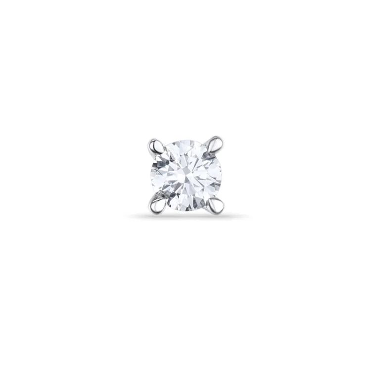 1 x 0,16 ct diamant solitaireørestik i 14 karat hvidguld med diamant