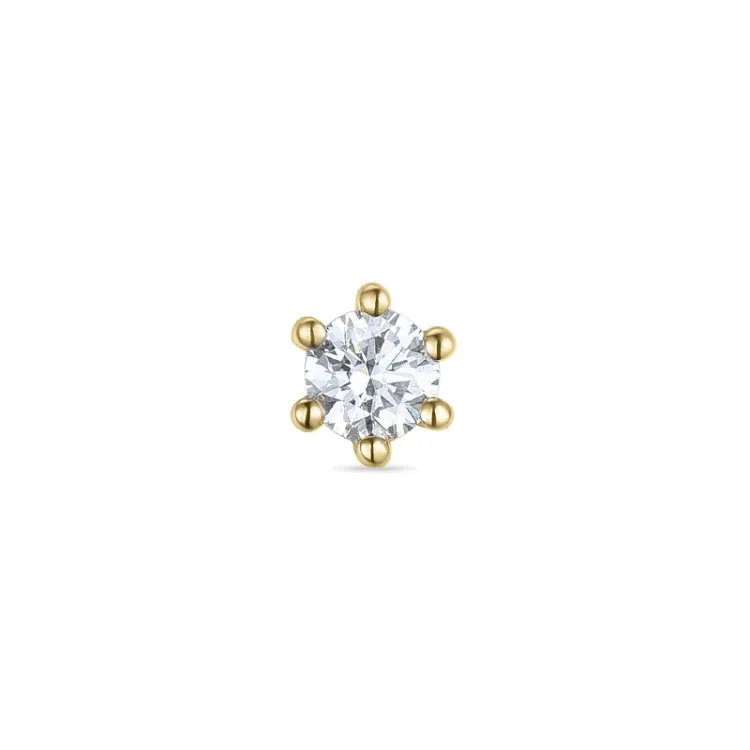 1 x 0,10 ct diamant solitaireørestik i 14 karat guld med diamant
