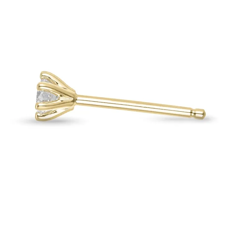 1 x 0,10 ct diamant solitaireørestik i 14 karat guld med diamant