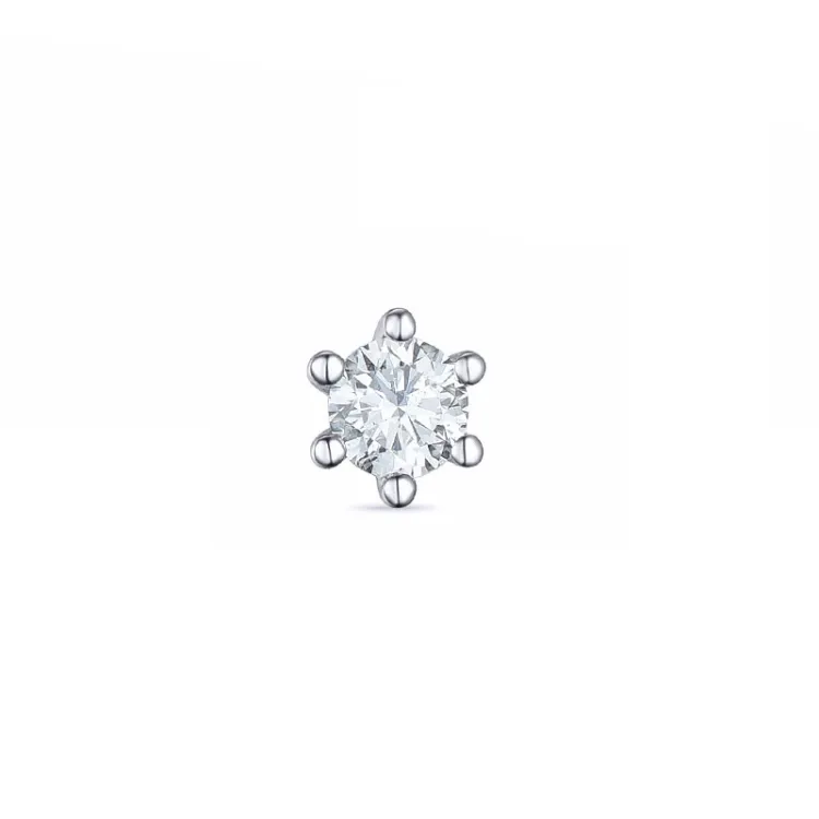1 x 0,10 ct diamant solitaireørestik i 14 karat hvidguld med diamant