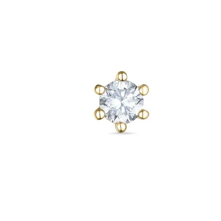 1 x 0,13 ct diamant solitaireørestik i 14 karat guld med diamant