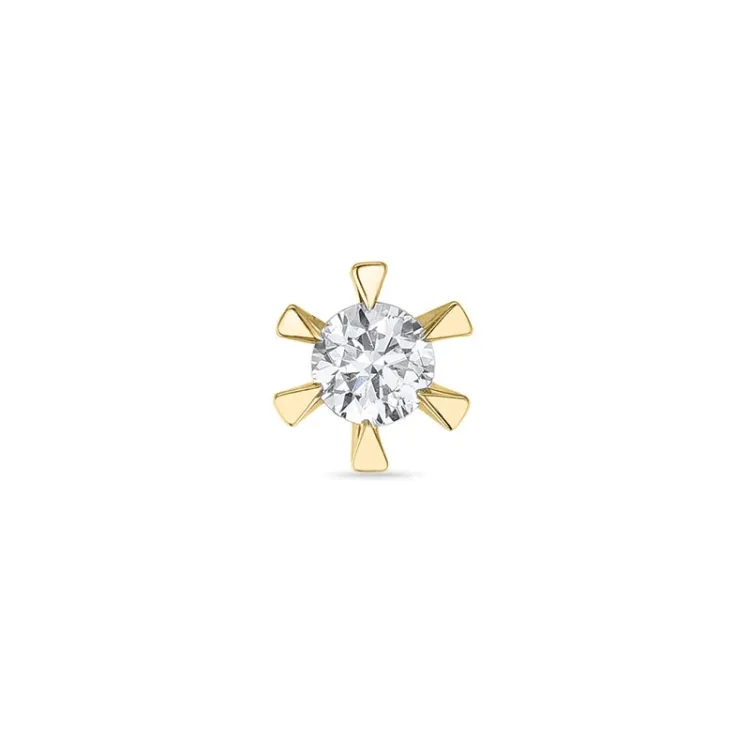 1 x 0,09 ct diamant solitaireørestik i 14 karat guld med diamant