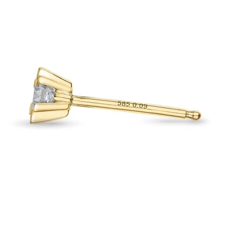1 x 0,09 ct diamant solitaireørestik i 14 karat guld med diamant