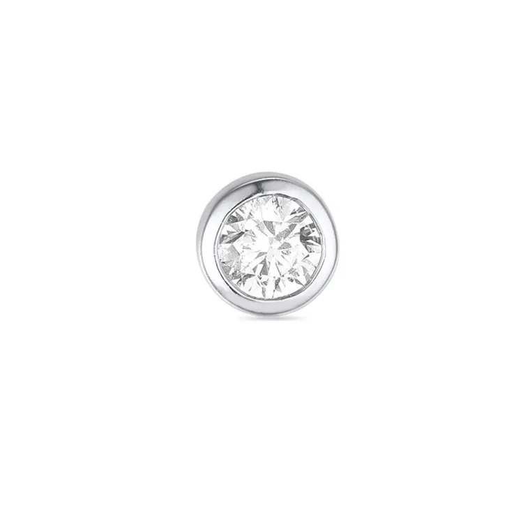 1 x 0,06 ct diamant solitaireørestik i 14 karat hvidguld med diamant 