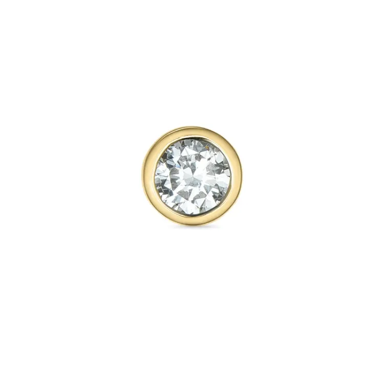 1 x 0,12 ct diamant solitaireørestik i 14 karat guld med diamant