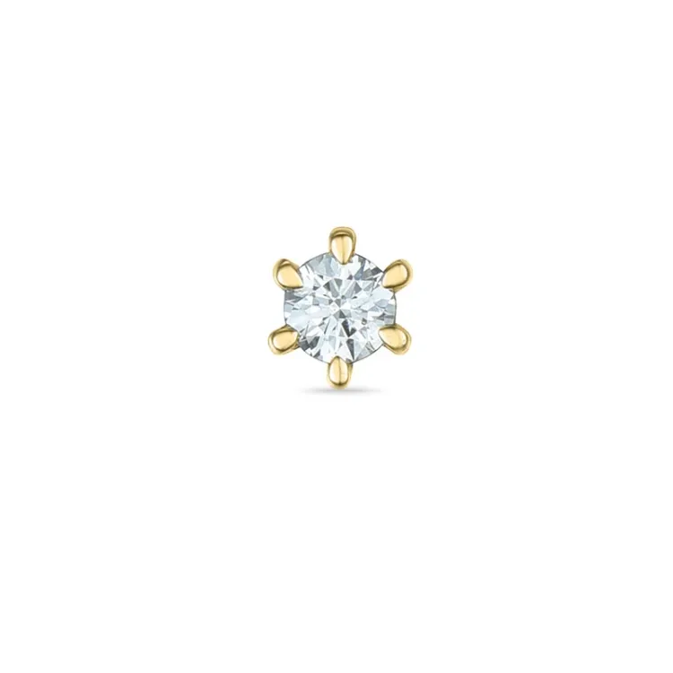 1 x 0,03 ct solitaireørestik i 14 karat guld med diamant