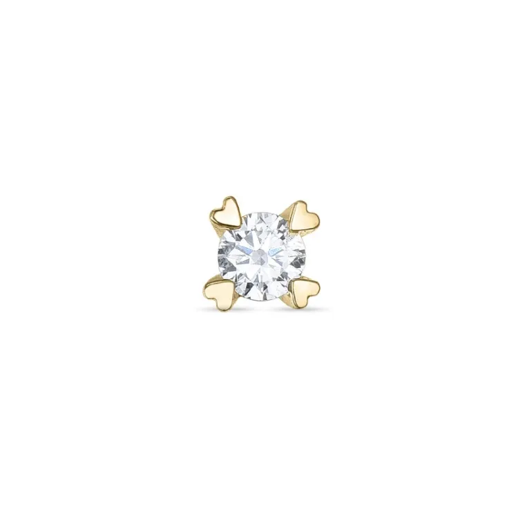 1 x 0,06 ct diamant solitaireørestik i 14 karat guld med diamant 