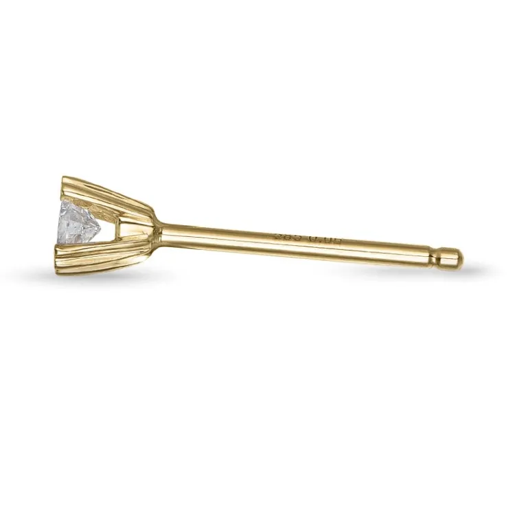 1 x 0,06 ct diamant solitaireørestik i 14 karat guld med diamant 