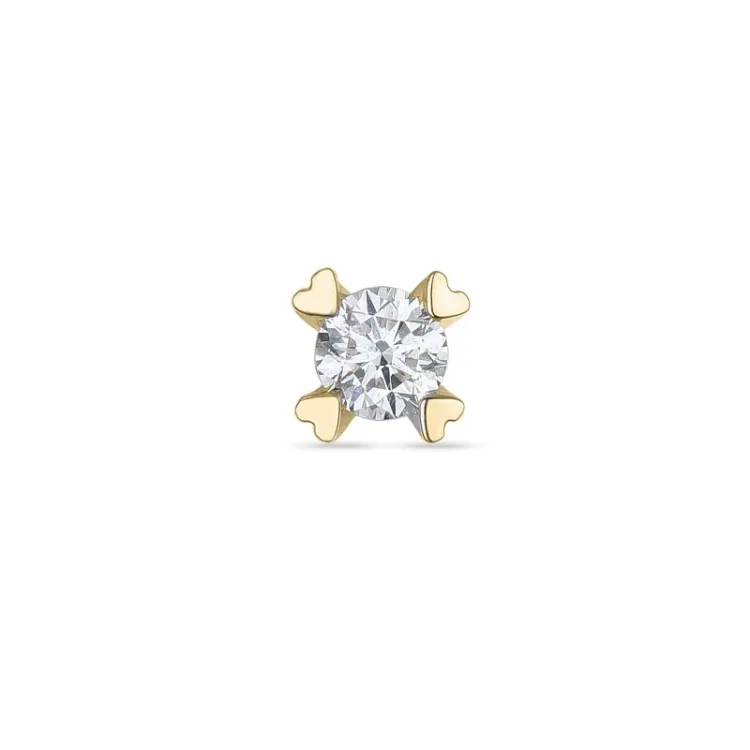 1 x 0,07 ct diamant solitaireørestik i 14 karat guld med diamant 