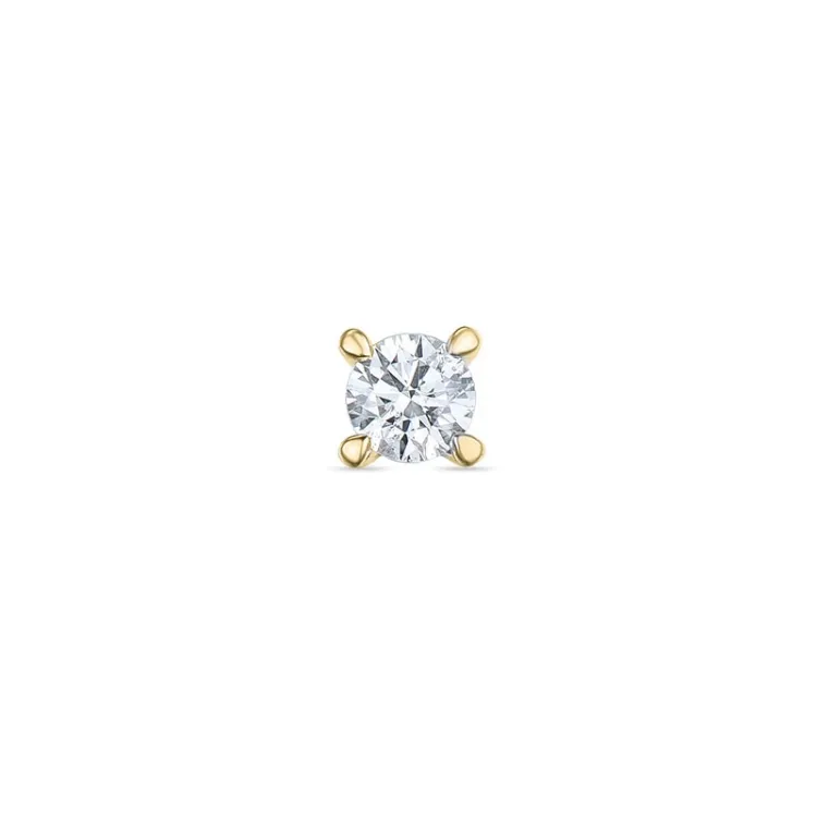 1 x 0,06 ct diamant solitaireørestik i 14 karat guld med diamant 