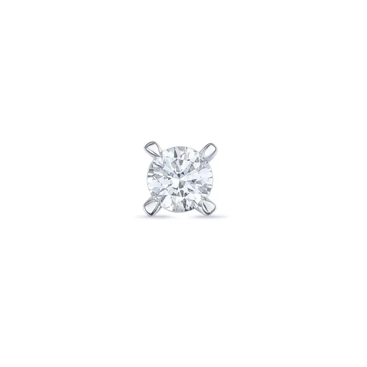 1 x 0,07 ct diamant solitaireørestik i 14 karat hvidguld med diamant