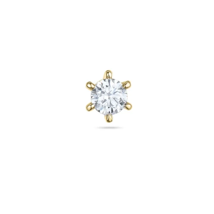 1 x 0,07 ct diamant solitaireørestik i 14 karat guld med diamant