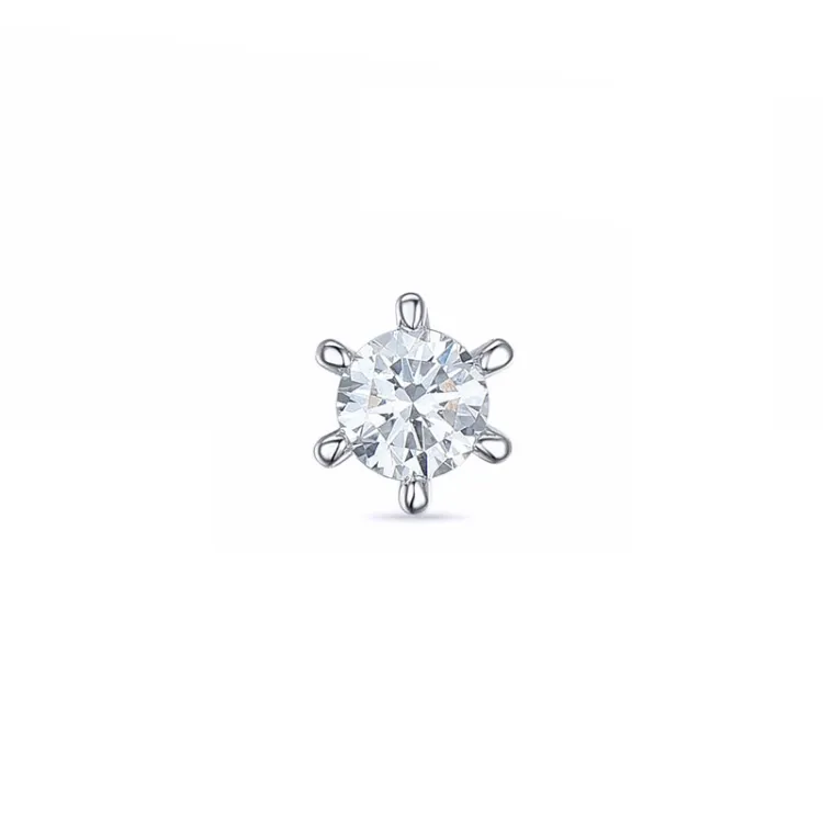 1 x 0,07 ct diamant solitaireørestik i 14 karat hvidguld med diamant