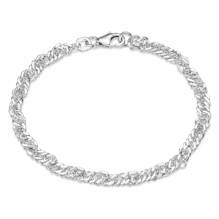 BNH singaporearmbånd i sølv 18,5 cm x 3,5 mm