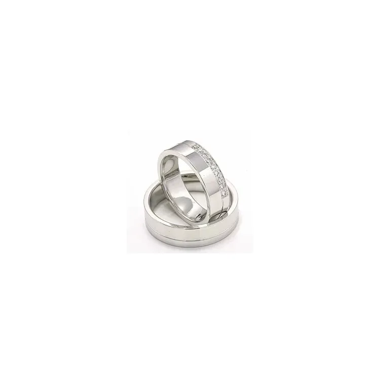 vielsesringe i 14 karat hvidguld 9 x 0,015 ct - sæt