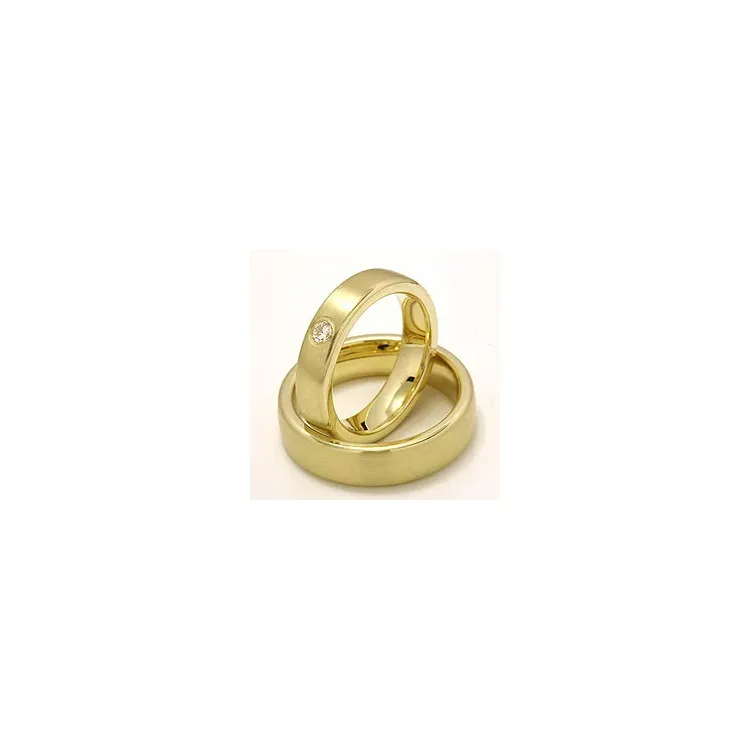 Matte vielsesringe i 14 karat guld 0,11 ct - sæt