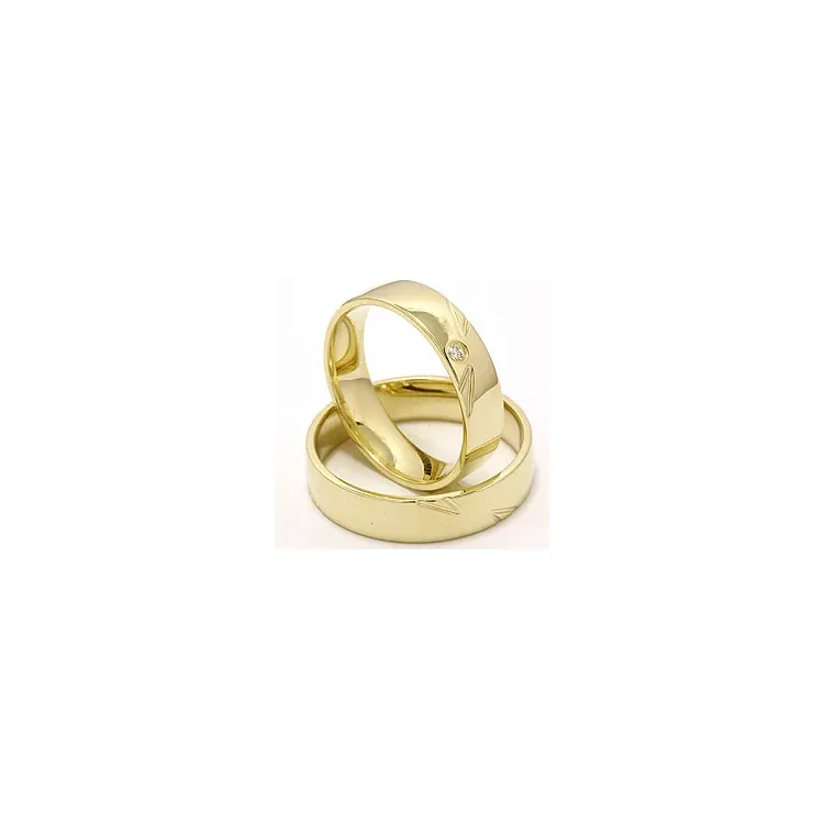 Elegant vielsesringe i 14 karat guld 0,025 ct - sæt