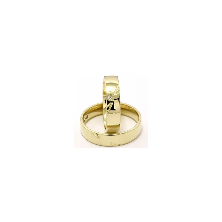 Elegant vielsesringe i 14 karat guld 0,025 ct - sæt