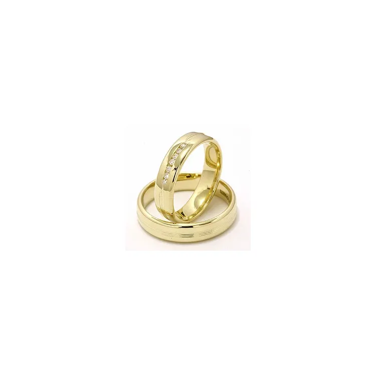 vielsesringe i 14 karat guld 0,091 ct - sæt