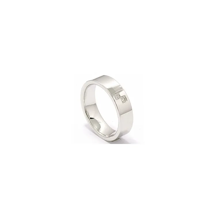 vielsesring i 14 karat hvidguld 2 x 0,015 ct