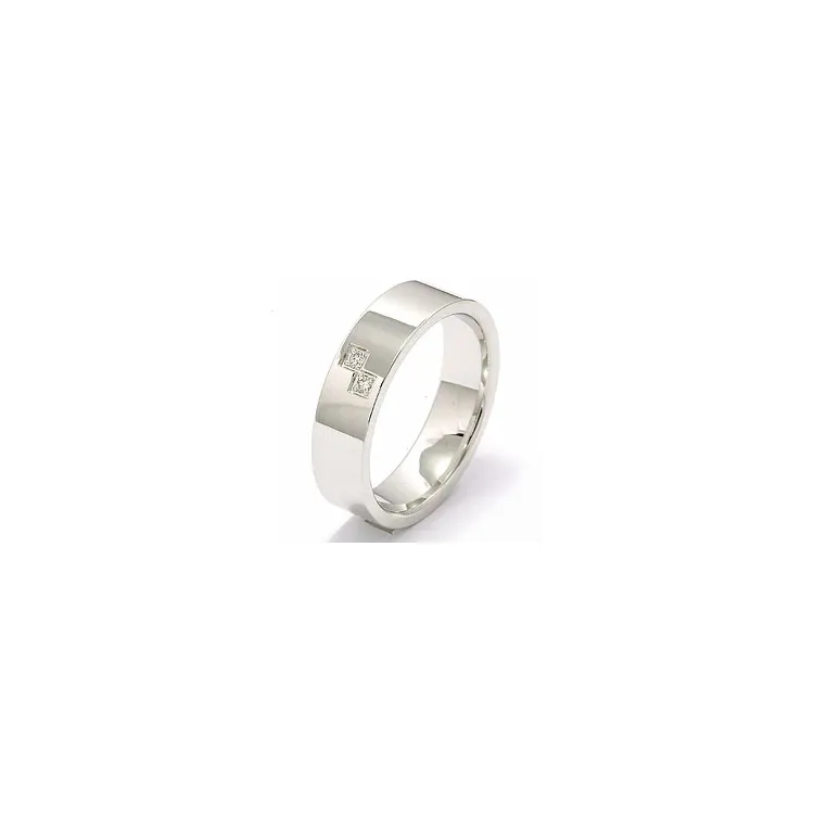 vielsesring i 14 karat hvidguld 2 x 0,015 ct