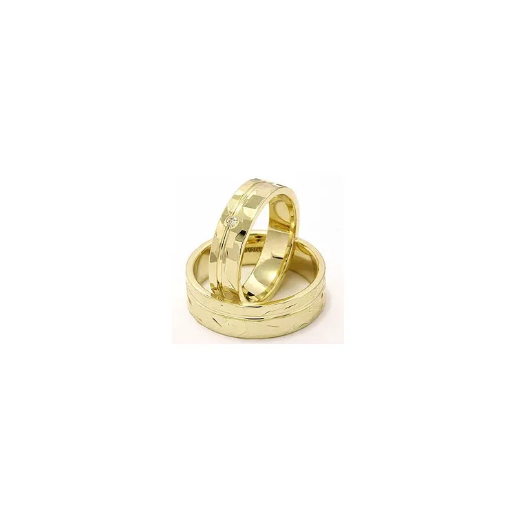 Vielsesringe i 14 karat guld 0,03 ct - sæt