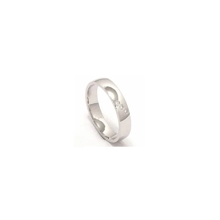 Vielsesring i 14 karat hvidguld 0,03 ct