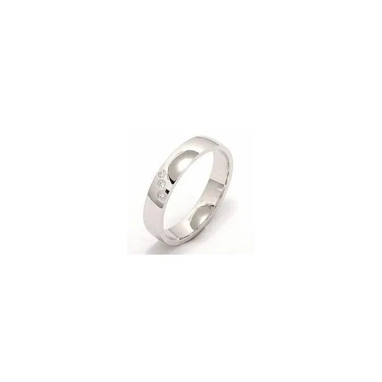 Vielsesring i 14 karat hvidguld 0,03 ct
