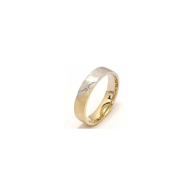 Ru tofarvet diamant vielsesring i 14 karat guld.- og hvidguld 0,035 ct