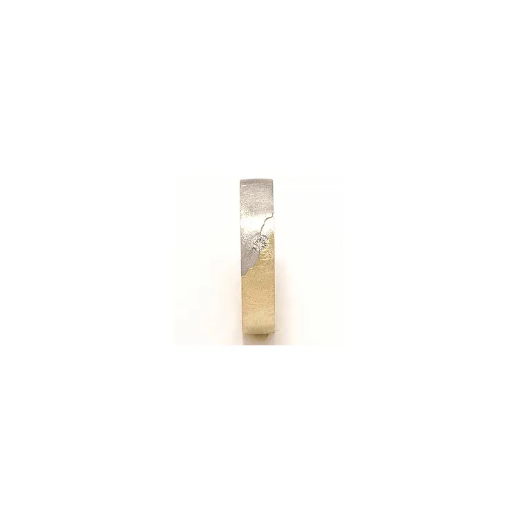 Ru tofarvet diamant vielsesring i 14 karat guld.- og hvidguld 0,035 ct