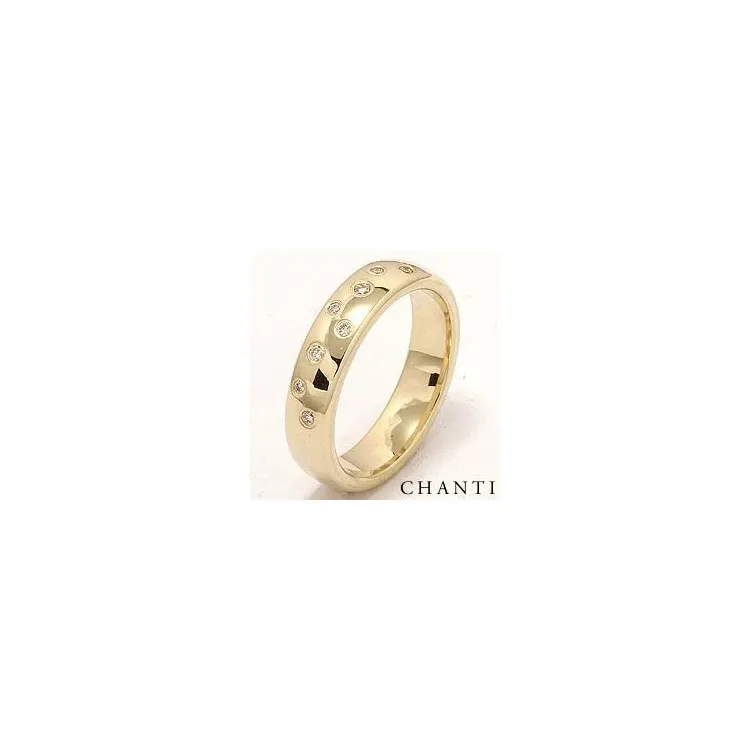 Bred stjernedrys vielsesring i 14 karat guld 0,126 ct