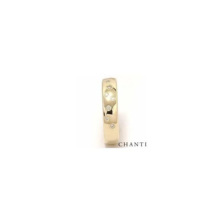 Bred stjernedrys vielsesring i 14 karat guld 0,126 ct