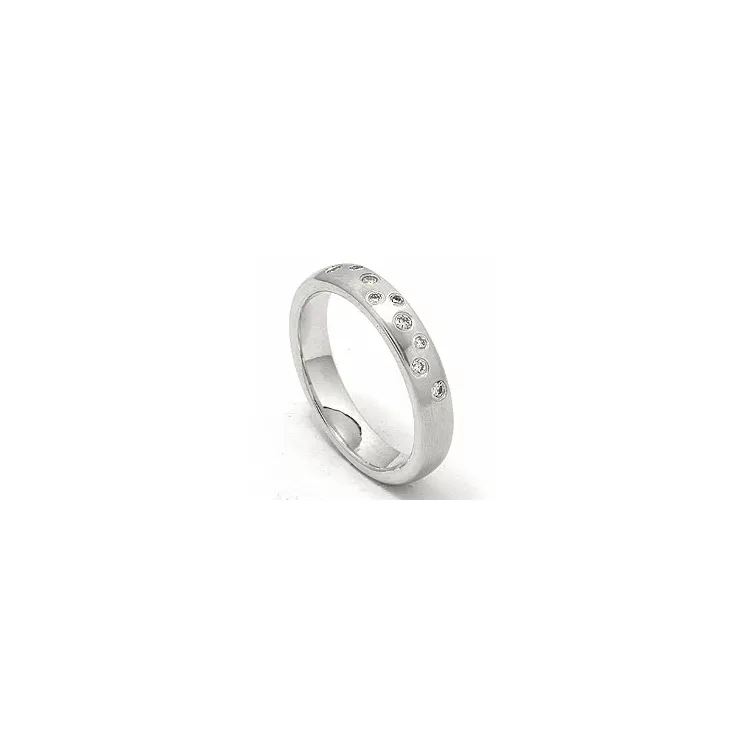 Mat stjernedrys vielsesring i 14 karat hvidguld 0,126 ct