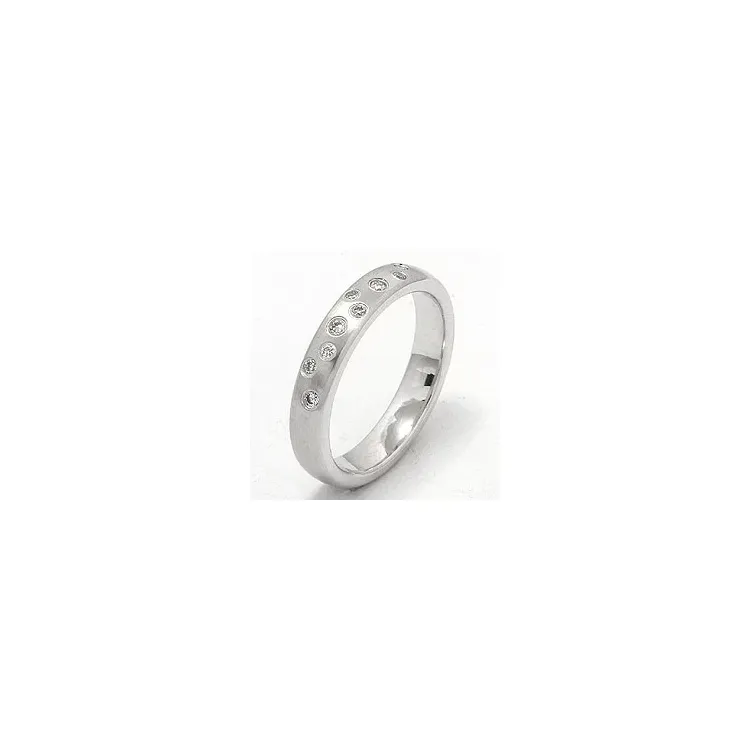 Mat stjernedrys vielsesring i 14 karat hvidguld 0,126 ct