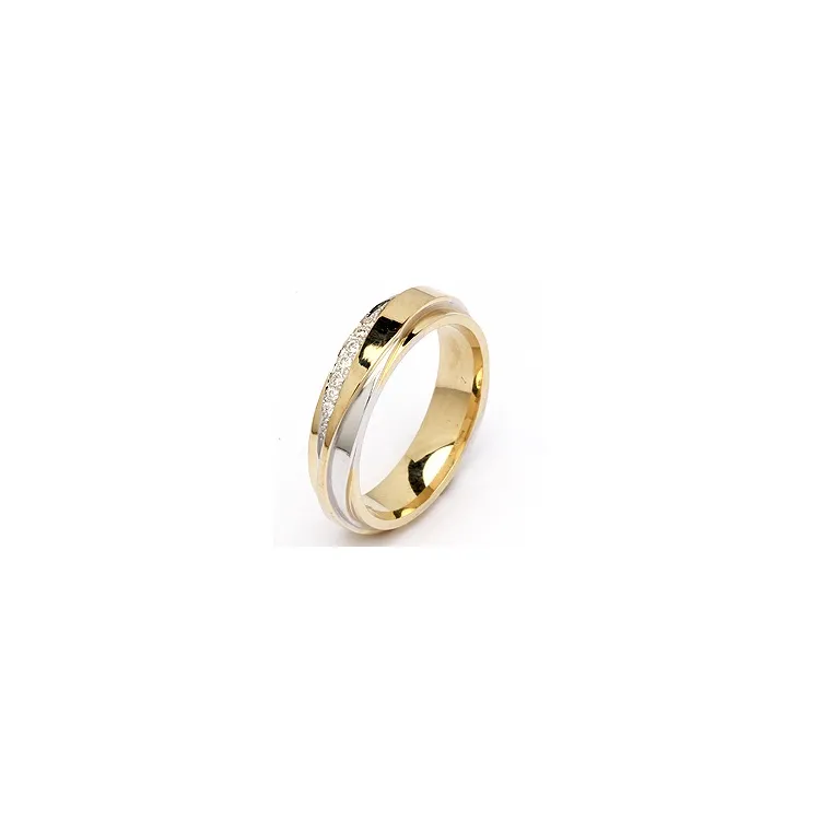 Tofarvet brillant vielsesring i 14 karat guld.- og hvidguld 0,063 ct
