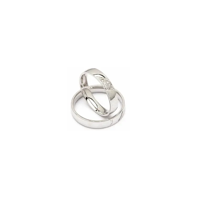 diamant vielsesringe i 14 karat hvidguld 0,040 ct - sæt